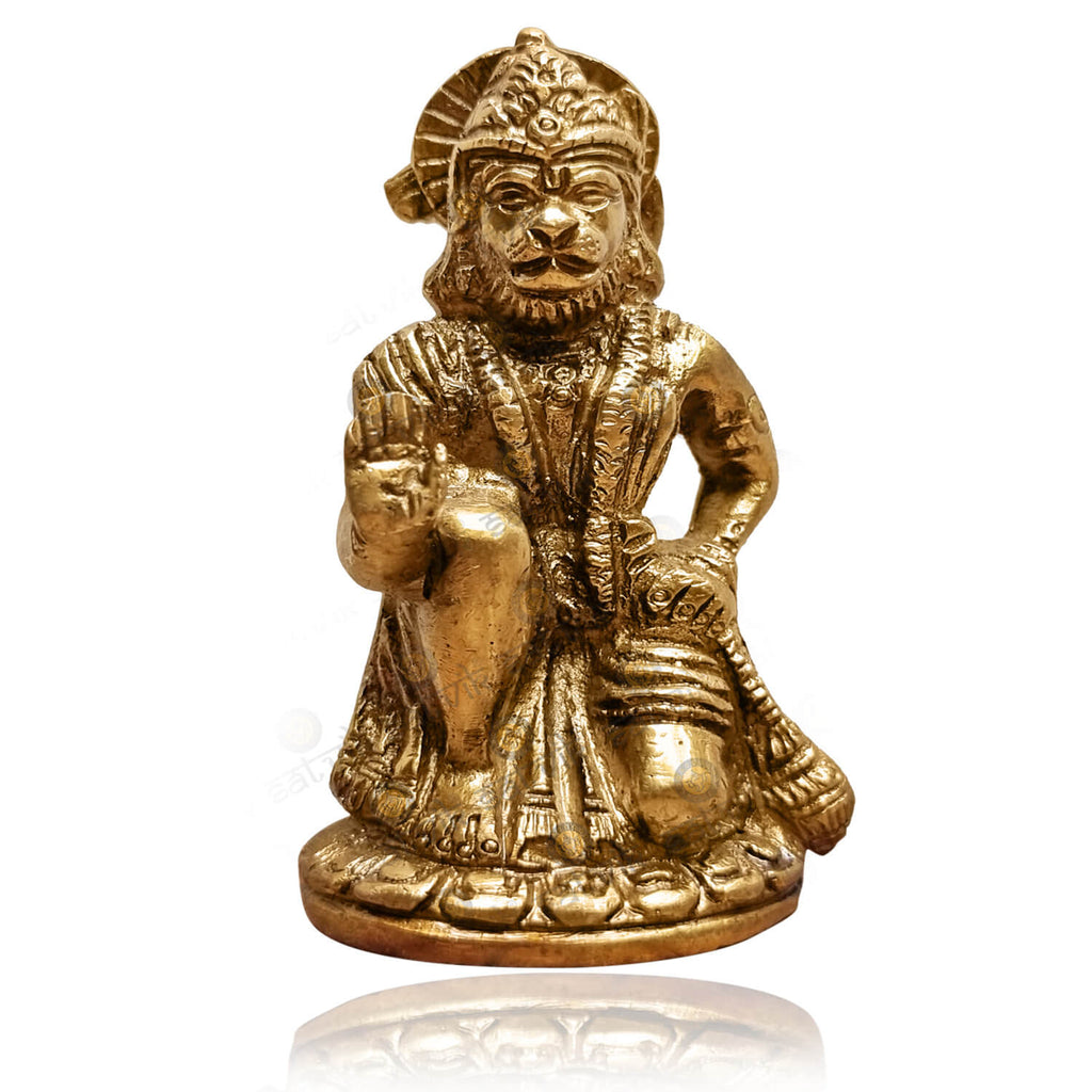 Brass Sitting Hanuman Statue Puja Store Online Pooja Items Online Puja Samagri Pooja Store near me www.satvikstore.in