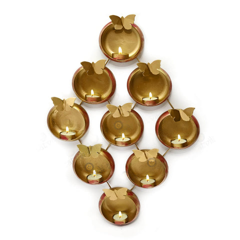 Bloom Decorative Butterfly Metal Wall Hanging Candle Holder Puja Store Online Pooja Items Online Puja Samagri Pooja Store near me www.satvikstore.in