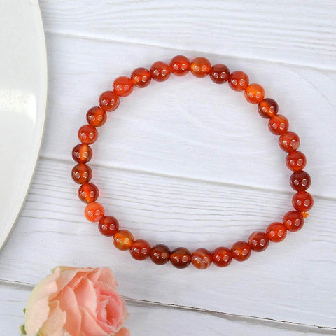 Authentic Carnelian Crystal Bracelet for Reiki Healing with 6mm Beads for Vitality and Confidence. India’s Largest Pooja Accessories Brand – www.satvikstore.in