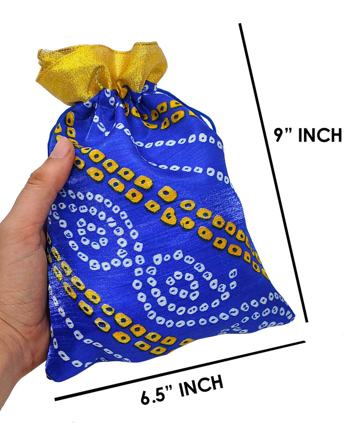 Designer Bandhej Print Potli Dry Fruit Favour Pouches Puja Store Online Pooja Items Online Puja Samagri Pooja Store near me www.satvikstore.in